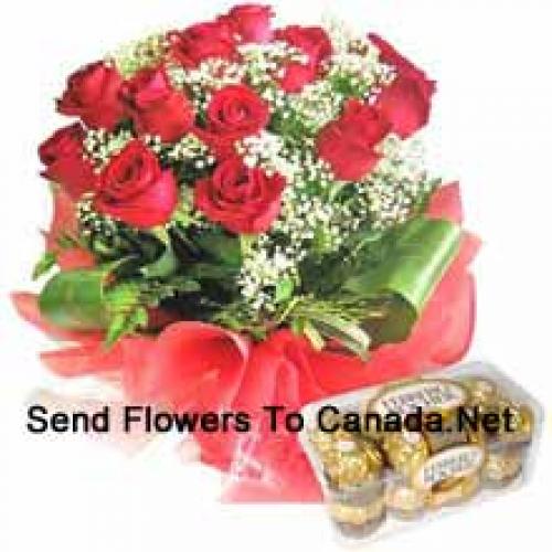 11 Red Roses with Yummy 16 Pcs Ferrero Rochers