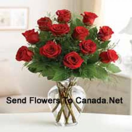 Lovely 11 Red Roses in Vase