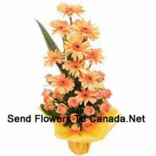 Orange Roses and Gerberas Big Basket