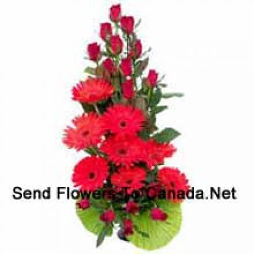 Radiant Red Roses and Gerberas