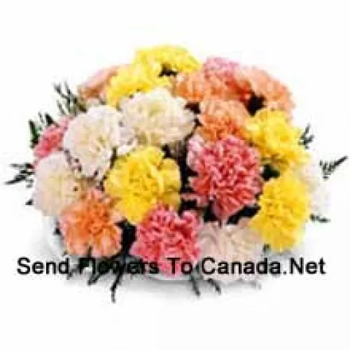 Basket Of 25 Mixed Colored Carnations