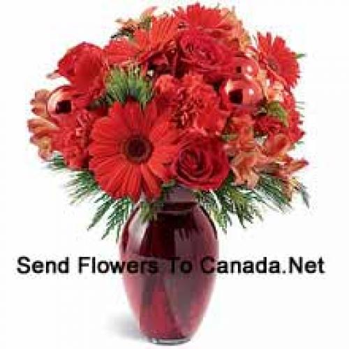 Lovely Red Carnations and Gerberas