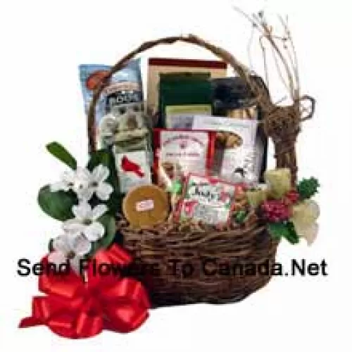 Sample some great holiday traditions straight from Virginia! This assortment of goodies is perfect to share with family, friends or business clients. The small size is brimming with peanuts, snack mix, Christmas popcorn, fudge, cheese straws, peanut bar, chips and coffee (Please Note That We Reserve The Right To Substitute Any Product With A Suitable Product Of Equal Value In Case Of Non-Availability Of A Certain Product)